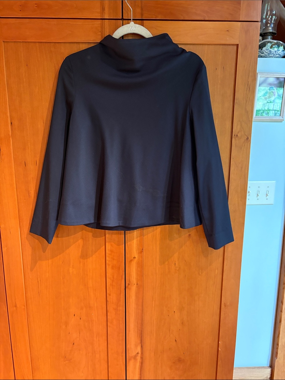 COS Navy Long-Sleeve A line Draped  Top